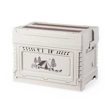 오픈형 캠핑 박스 트렁크 대용량 접이식 아웃도어, 라이트 베이지 그레이 25L+5L 탑커버 2열