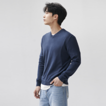 By파크랜드 엔디프 블루 소프트 카라멜 브이넥 스웨터.GWV21433