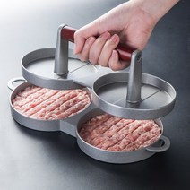 더블 햄버거 메이커 수동 버거 프레스 기계 원형 비 스틱 패티 몰드 커틀릿 고기 쇠고기, 12mm