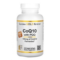 캘리포니아 골드 뉴트리션 코엔자임 Q10 코큐텐 PQQ 100 mg 말티톨 유비퀴논 렉틴 글리세린 함유 240 식물성 캡슐