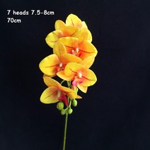 인공 나비 난초 꽃 진짜 촉감 좋은 품질 호접란 가정용 장식 7 머리, 04 YELLOW