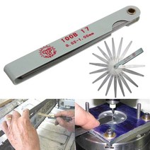 측량 Feeler Gauge With 17 Blade Thi기계ness 스틸 메트릭 갭 측정 공구 0.02 ~ 1mm Valve Shim Use, 한개옵션0