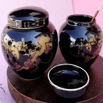 단지1.2kg 천목골드 항아리 소금단지 도자기 쌀 장 독 옹기 미니 잡곡 효소