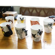 동물모양 3D머그컵 원숭이 얼룩말 녹차컵 샴페인컵, 1개, 순록