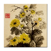 한국화 그림 동양화 민화 액자 수묵 담채화 캔버스 인테리어, 21.장수 노란국화