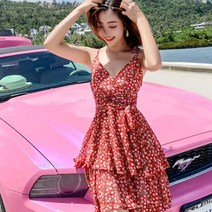 가바바 여성 원피스 해변과 잘 어울리는 나시 프릴 바캉스룩 미니원피스 G35399