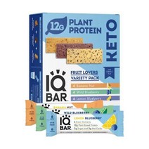 IQBAR Brain and Body 케토 프로틴 바 - Fruit Lovers Variety 케토 바 - 12개 에너지 바 - 저탄수화물 프로틴 바 - 고섬유 바 저설탕 식사 대, 과일 애호가 버라이어티_12 카운트(1팩)