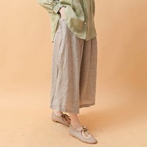 내추럴가든 허리 레이스 린넨 통팬츠