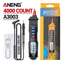ANENG-A3003 디지털 멀티미터 펜 타입 측정기 4000 카운트 비접촉 AC/DC 전압 저항 정전용량 Hz 테스터 도구 포함, CHINA, A3003 Black(box)