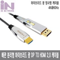 배관용 하이브리드 광 DP TO HDMI 2.0 AOC 케이블 10M