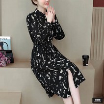 가바바 여성 빅사이즈 원피스 화려한 패턴 살랑거리는 셔츠 미디원피스 G44338