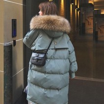 여성 롱 패딩 a409 가볍고 헐렁 구스 튼튼한 경량 바람막이 빅사이즈 폭스퍼 후드 덕다운 따뜻한