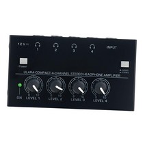 사운드 믹서용 소형 헤드폰 증폭기 스테레오 오디오 증폭기 4, 10.3cmx5.6cmx3cm, 금속, 검은색