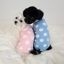 강아지 비숑 캐릭터 옷 면 티셔츠 S-2XL, 핑크
