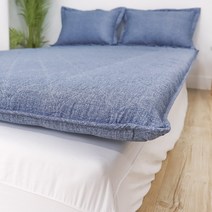 접이식 누빔 요커버 요솜세트 바닥깔개 (1/2/3인용), 블루, 더블2인(요커버+요솜)