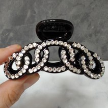 SUNNYDAY 심플 큐빅 원꼬임 반달 헤어집게핀 머리핀 삔/ 반묶음 올림 머리 헤어핀 블랙 차콜 멀티 크리스탈 올림머리 집게핀 G8