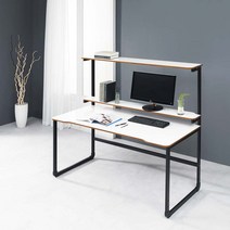 NOOMA 레오 게이밍 컴퓨터 책상 C형(높은선반형) 1200 1500 1800, 레오 바(Bar)책상-C형(높은선반형), 화이트