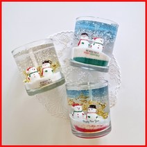 (7온즈 3개) 눈사람- 크리스마스 젤캔들 키트DIY, 복숭아 그린