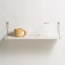 무타공 부착식 인테리어 무지주 미니 우드 벽 선반 랙, 대(15X60)