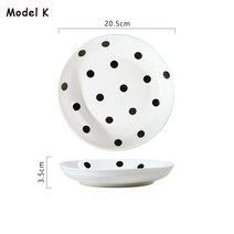 북유럽 고급 플레이팅 접시 모던 감성 대형 물고기 트레이 꽃 모양 물방울 무늬 가정용 주방 세라믹 식기 세트, 11.K