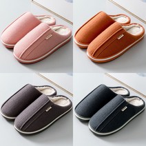 1+1 방한 실내슬리퍼 사무실 실내화 겨울 털 니트 거실화, 스칼렛(여성용), 블루네이비(남성용)