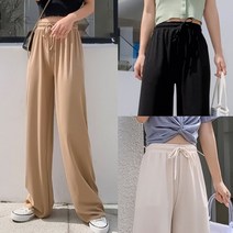 찰랑 밴딩 와이드 팬츠 슬렉스 데일리 하이웨이스트 플리츠
