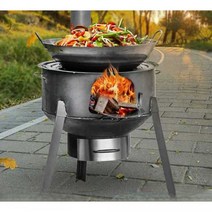 드럼통화덕 농촌 야외 그릴 흡연 숯불화로 바베큐 드, 회색상자가포함된모델52cm+2.7두께