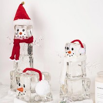 파이브러리 크리스마스 얼음 눈사람 워터볼 무드등 LED 오르골 워터볼 스노우볼 레트로 미니어처-3type, 모자