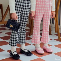 율 탱글부츠컷 여아 나팔 가을 체크 부츠컷팬츠