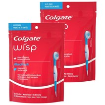 Colgate 콜게이트 맥스 프레쉬 위스프 휴대 여행 일회용 미니 칫솔 페퍼민트 24개입 2팩