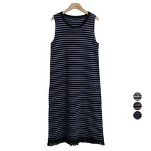 (무배)베이직 스트라이프 프릴 니트 나시 롱 원피스