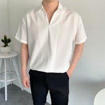 남자 7컬러 구김방지 여름 오버핏 반팔 카라 셔츠 빅사이즈까지