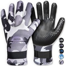 BPS 미끄럼 방지 고무 손바닥이 있는 쓰리엠m 네오프렌 워터 장갑 - 잠수복 카약 래프팅 서핑 및 기타 수중 활동을 위한 남성 여성용 (그레이 카모/라일락 그레이 미디엄) [미국, 10 - Black w/ Grey (5mm)