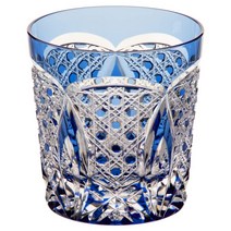 카가미 크리스탈 (Kagami) 록 글라스 블루 280cc 에도 키리코 전통 공예사 기무라 아키오 T577-1917CCB :
