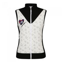 까스텔바작 여성 배색 니트 집업 베스트_BGASSV5010WH