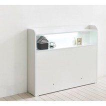 220V 콘센트있는 LED조명 침대 수납형 헤드보드(SS) 소형 1인용 오피스텔, 블루