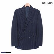 빌리버스 빌리버스 남자 자켓 BAX034 남성 더블 블레이저 스트라이프 아우터