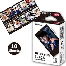 후지 필름 인스탁스 미니 11 9 8 화이트 엣지 컬러 레인보우 카툰 카메라 흑백 10 매, 07 Black Frame