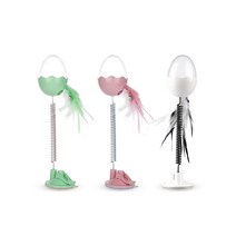 고양이 간식 달걀모양 깃털 장난감 놀이 오뚝이 호기심 간식통 토이, 민트
