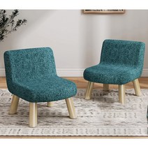 Apnoo 패브릭 원목 등받이 스툴 화장대 보조의자, 2, 청색