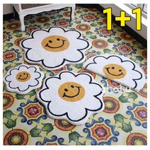 차쿠 스마일 발매트 도톰한 현관 해바라기 플라워 발매트 1+1, 원형60*60cm, 반달60*40cm
