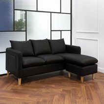 [15조한정 추가즉시할인] 에보니아 콜라보 3인용쇼파 패브릭 생활방수 에어레더 스툴포함 3인용소파, 패브릭 다크그레이