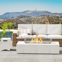 NAGA HABNA 3피스 야외 프로판 화덕 탱크 테이블 56인치 테라조 직사각형 화덕(50 000 BTU) 정원 수영장 뒷마당용 방수 커버(56 * 28) 포함, 56*28