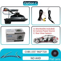 후방카메라 대형차후방카메라 화물차 Wondefoo 1080P HD 학위 차량 BMW 3 시리즈 5 X5 X1 X6 E82 E84 E88 E, 03 Dynamic-155 de
