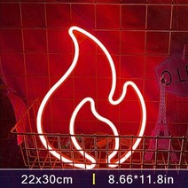 네온사인 나래바 아이방 가게 인테리어 fire Flame 네온 사인 빛 led 벽 램프 night light for 침실 kids room 바 파티 벽 장식 생일 크리스마스, 빨간색