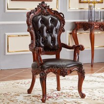 유럽풍 클래식 빈티지 1인 암체어 단단한 의자, 브라운과 블랙 가죽