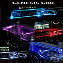ArtX 제네시스 G80 USB 5V LED 2단 차량용 무중력테이블 컵홀더 식탁 자동차 선반 핸드폰 거치대 수납용품, 추가함, 블루LED, 일반 타입