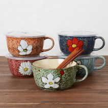 L&C 소담 밀폐뚜껑 라면기 라면그릇 국그릇 우동그릇 손잡이그릇 1인조, 그린 1인조