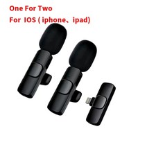 무선 핀 마이크 녹음 마이크 유선 방송 마이크 무선 lavalier for iphone android phone mini wireless mic, 두 개의 ios에 하나