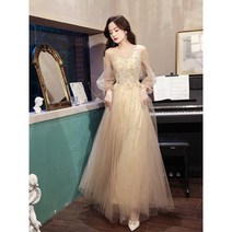 연주드레스 2부드레스 샴페인 드레스 미술 시험 성악 학생 피아노 공연 시니어 들러리 드레스 성인식 벨칸토 솔로